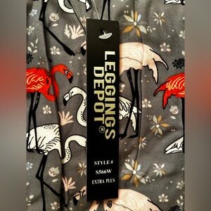 NWT Leggings Depot Pink White Orange and Grey Patterned Leggings Size Extra Plus